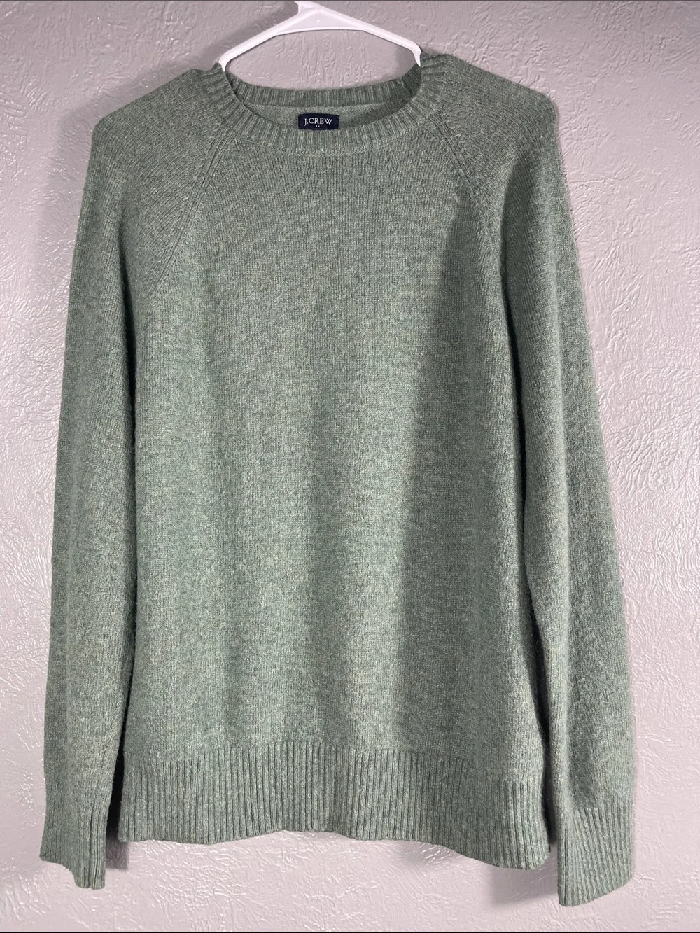J Crew Sweater Mens M Sage Green Lambswool Blend Crewneck Pullover Knit